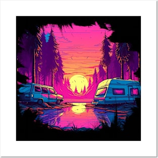 Retrowave Camping Posters and Art